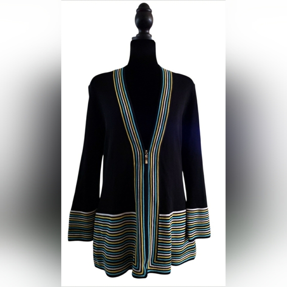 Misook Knit Classic Full Zip Cardigan V Neck Career Travel Sweater Small - Picture 1 of 7
